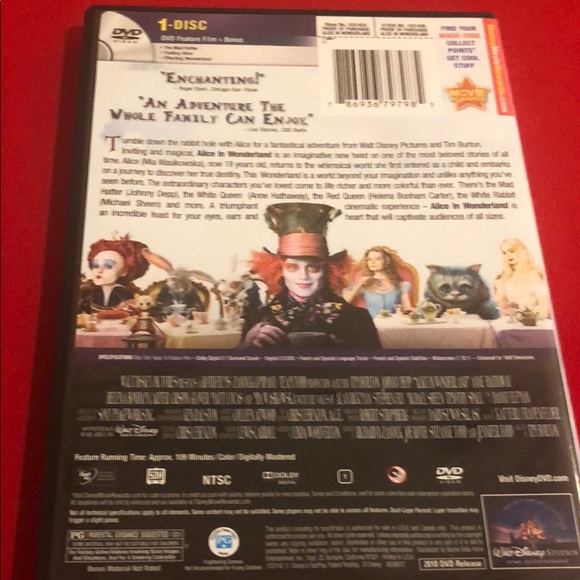 🟡 DISNEY/TIM BURTON ALICE IN WONDERLAND DVD - Picture 2 of 6